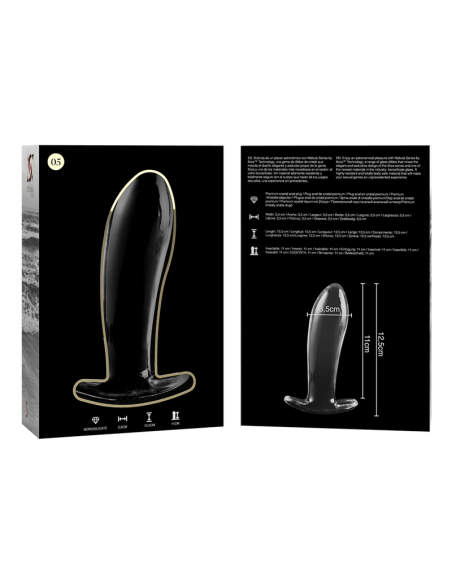 NEBULA SERIES BY IBIZA - MODELO 5 PLUG CRISTAL BOROSILICATO TRANSPARENTE 12.5 CM -O- 3.5 CM