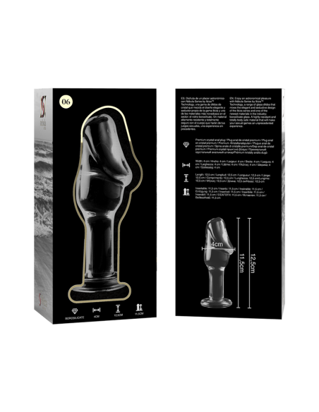 NEBULA SERIES BY IBIZA - MODELO 6 PLUG CRISTAL BOROSILICATO TRANSPARENTE 12.5 CM -O- 4 CM