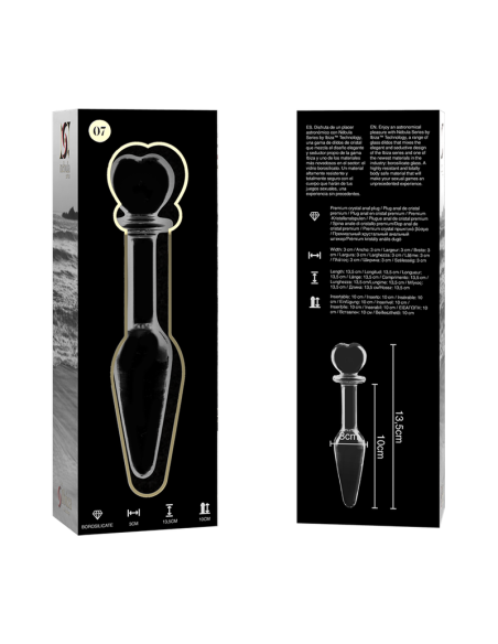 NEBULA SERIES BY IBIZA - MODELO 7 PLUG CRISTAL BOROSILICATO TRANSPARENTE 13.5 CM -O- 3 CM