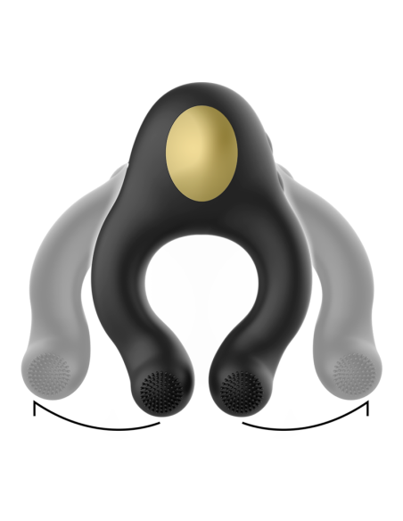 ARMONY - ANILLO VIBRADOR SILICONA 3 MOTORES RECARGABLE NEGRO - DORADO