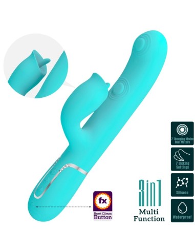PRETTY LOVE - RABBIT VIBRATOR WITH LICKING AQUA...