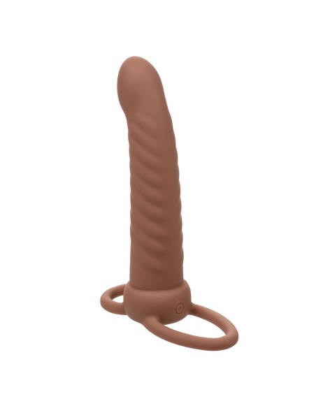 CALEXOTICS - MAXX DOBLE PENETRADOR ACANALADO 10 VIBRACIONES MULATO