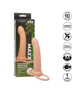 CALEXOTICS - MAXX RIBBED DUAL PENETRATOR 10 VIBRATIONS FLESH 2