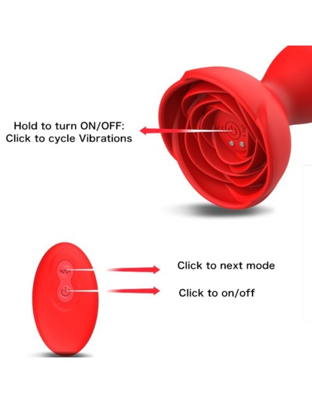 ARMONY - EXTREME A BLOOM ROSA VIBRADOR  PLUG ANAL CONTROL REMOTO ROJO