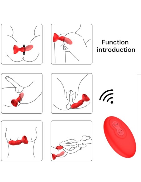 ARMONY - EXTREME A BLOOM ROSA VIBRADOR  PLUG ANAL CONTROL REMOTO ROJO