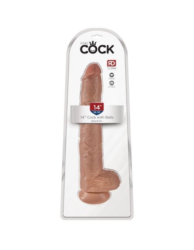 KING COCK PENE REALÍSTICO CON TESTÍCULOS 35.6 CM