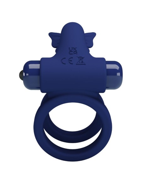 PRETTY LOVE - JAMELE DOUBLE RING WITH VIBRATION  BUTTERFLY STIMULATOR BLUE
