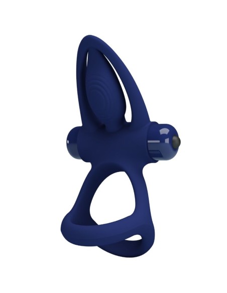 PRETTY LOVE - MAT DOUBLE RING WITH VIBRATION  STIMULATOR BLUE