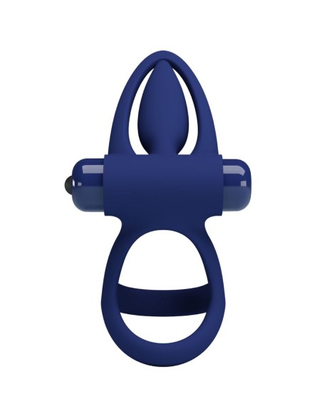 PRETTY LOVE - MAT DOUBLE RING WITH VIBRATION  STIMULATOR BLUE