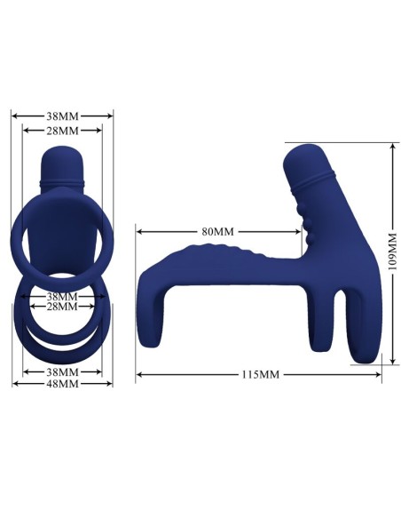PRETTY LOVE - ELISH VIBRATING RING WITH EXTENSION BLUE
