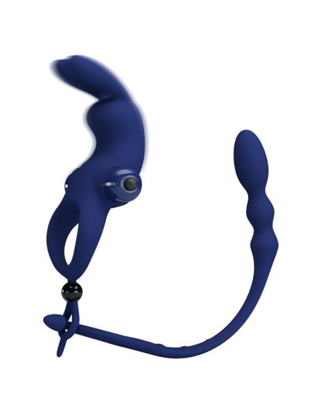 PRETTY LOVE - AYAD RABBIT VIBRATOR RING WITH PLUG BLUE