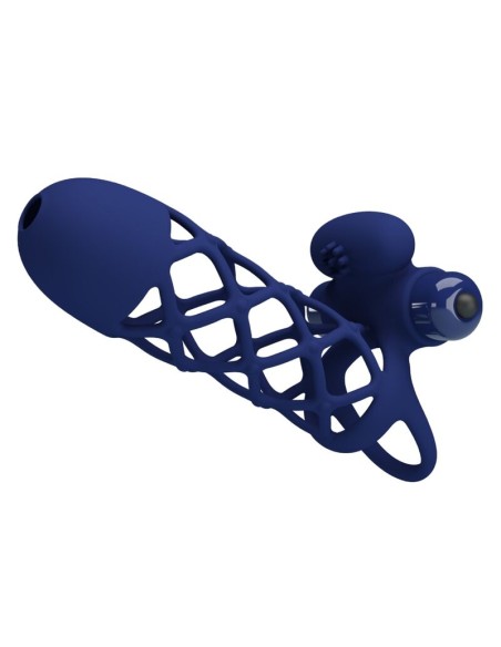 PRETTY LOVE - GIANN VIBRATOR RING WITH SILICONE SHEATH BLUE
