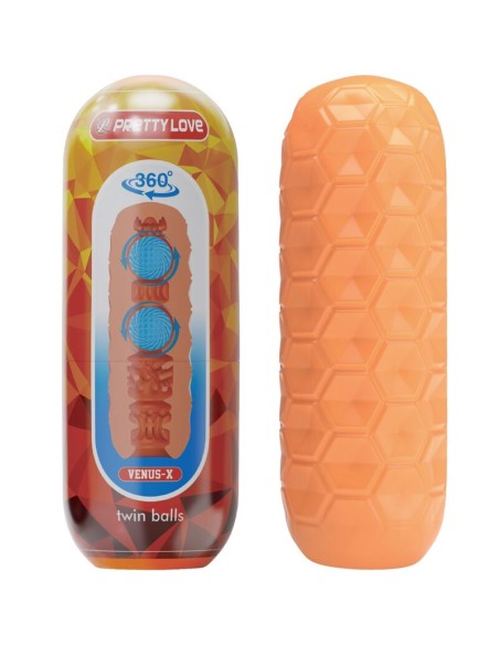 PRETTY LOVE - TWIN BALLS MALE MASTURBATOR ORANGE