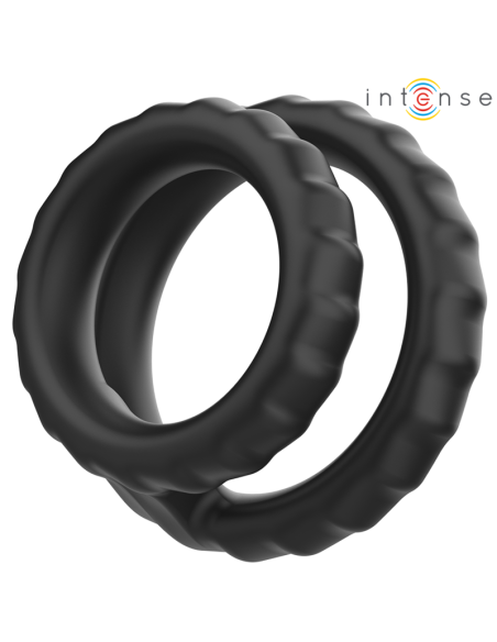 INTENSE - DEWEY DOUBLE SILICONE PENIS RING BLACK MODEL 2
