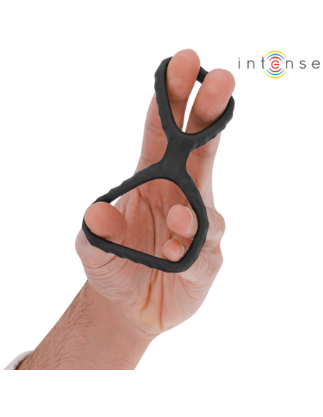 INTENSE - DEWEY DOUBLE SILICONE PENIS RING BLACK MODEL 2