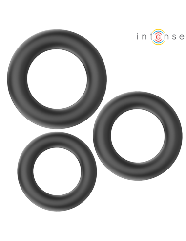 INTENSE - HUGH 3 BASIC SILICONE PENIS RINGS BLACK