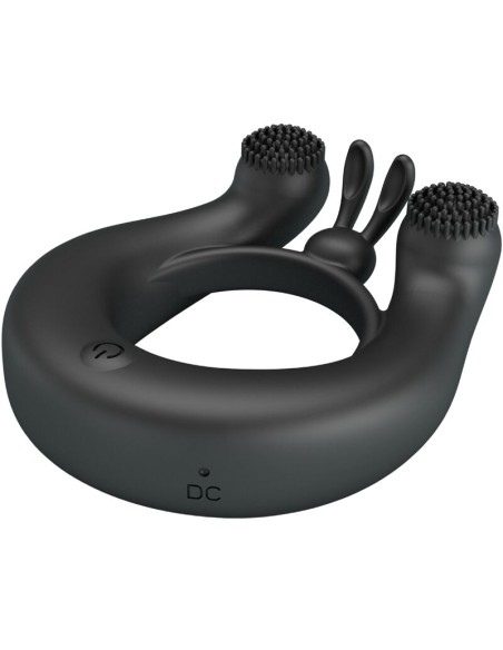 PRETTY LOVE - DAHLIA VIBRATING RING + CLITORIS STIMULATOR 12 VIBRATIONS BLACK