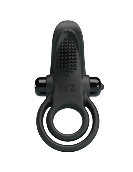 PRETTY LOVE - DOUBLE VIBRATING RING + CLITORIS STIMULATOR 10 VIBRATIONS BLACK