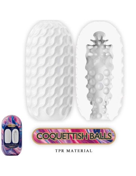 PRETTY LOVE - COQUETTISH BALLS SILICONE MALE MASTURBATOR WHITE