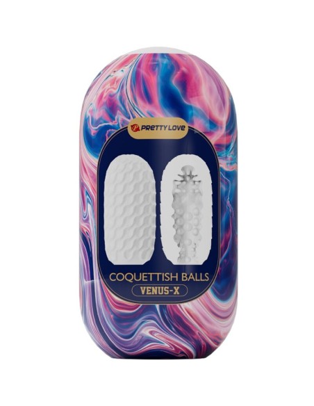 PRETTY LOVE - COQUETTISH BALLS SILICONE MALE MASTURBATOR WHITE