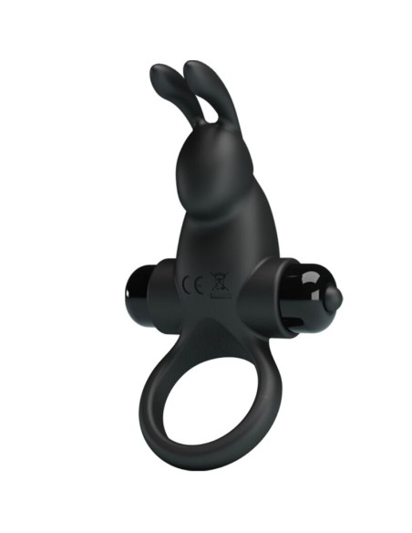 PRETTY LOVE - VIBRATING RING + RABBIT CLITORIS STIMULATOR 10 VIBRATIONS BLACK