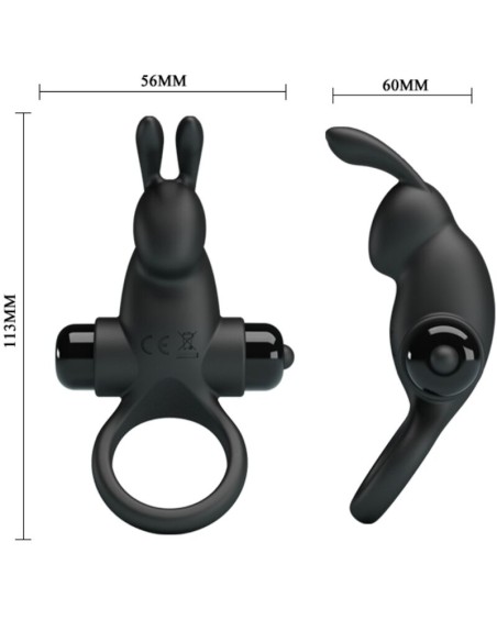 PRETTY LOVE - VIBRATING RING + RABBIT CLITORIS STIMULATOR 10 VIBRATIONS BLACK