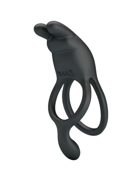 PRETTY LOVE - SETH DOUBLE VIBRATING RING RABBIT 7 VIBRATIONS BLACK
