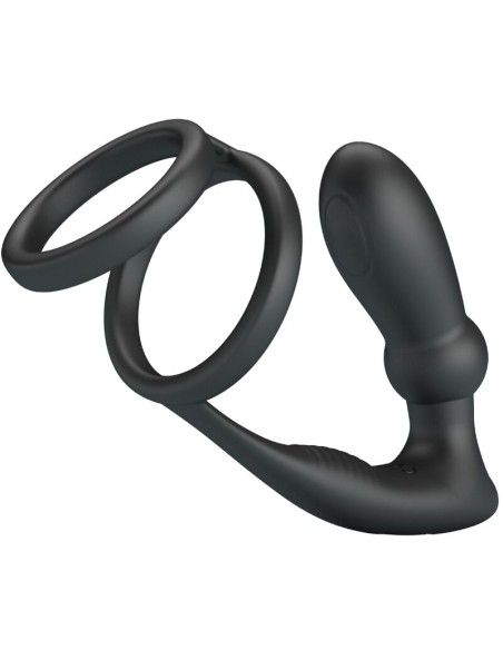 PRETTY LOVE - EMONI PENIS RING + ANAL PLUG 12 VIBRATIONS BLACK