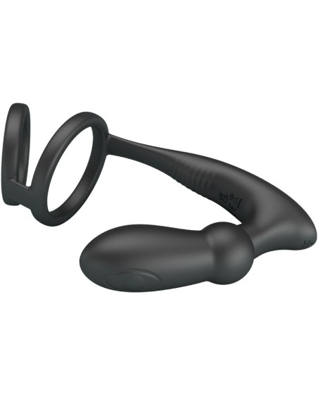 PRETTY LOVE - EMONI PENIS RING + ANAL PLUG 12 VIBRATIONS BLACK