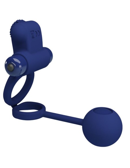 PRETTY LOVE - REMINGTON DOUBLE VIBRATING RING WITH PLUG BLUE