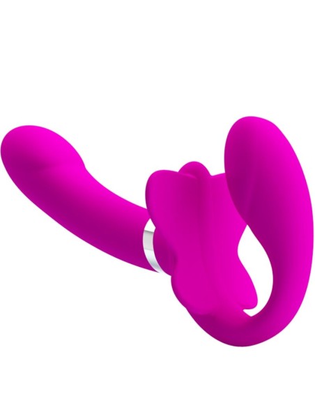 PRETTY LOVE - VALERIE DOUBLE STRAP-ON VIBRATOR 12 VIBRATIONS PURPLE