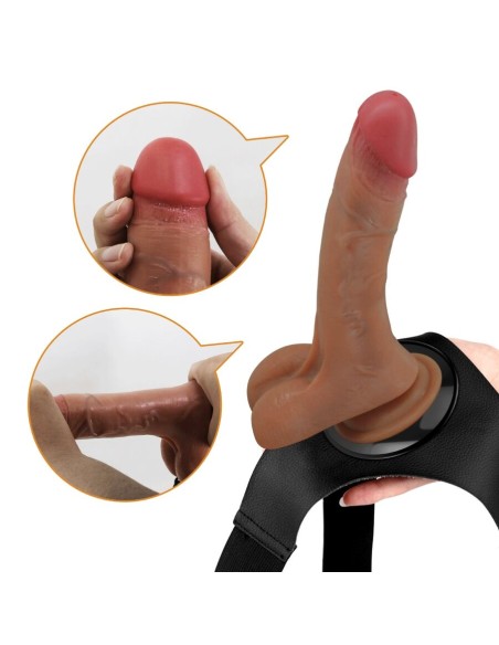 PRETTY LOVE - UNIVERSAL HARNESS BRIEFS WITH VIBRATING AND SQUIRTING DILDO 15.5 CM MULATO