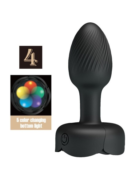 PRETTY LOVE - OLMAN ANAL PLUG WITH  LED LIGHT BLACK 8.8 CM