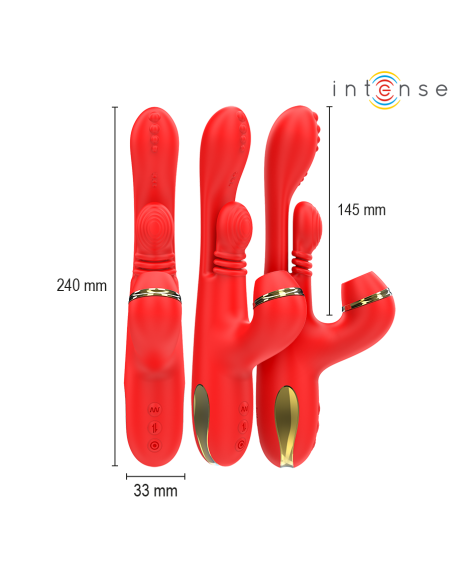 INTENSE - KATY MULTIFUNCTION CLITORIS STIMULATOR 4 INTERCHANGEABLE HEADS RED