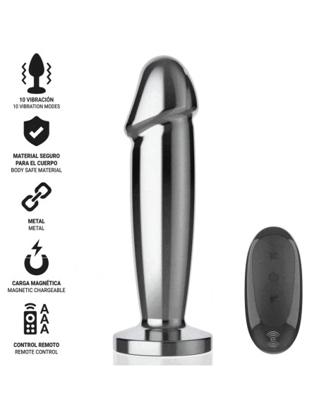 INTENSE - ANAL PLUG 10 VIBRATIONS METAL DILDO WITH REMOTE CONTROL M