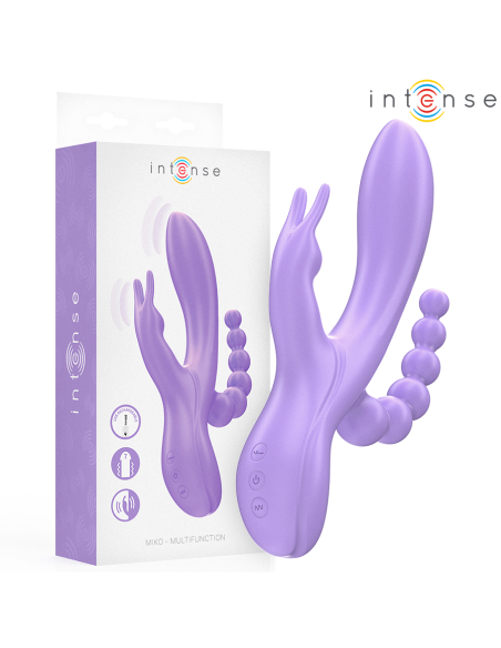 INTENSE - MIKO TRIPLE VIBRADOR RABBIT  ESTIMULADOR  ANAL 7 VIBRACIONES MORADO