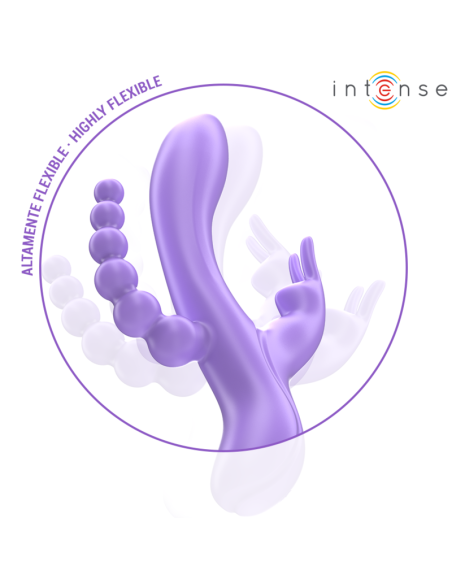 INTENSE - MIKO TRIPLE VIBRADOR RABBIT  ESTIMULADOR  ANAL 7 VIBRACIONES MORADO