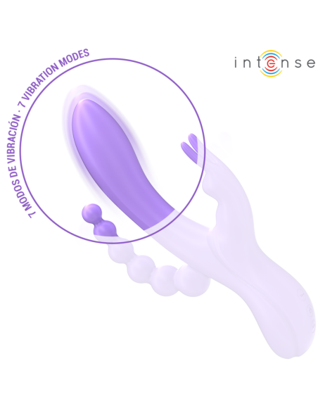 INTENSE - MIKO TRIPLE VIBRADOR RABBIT  ESTIMULADOR  ANAL 7 VIBRACIONES MORADO