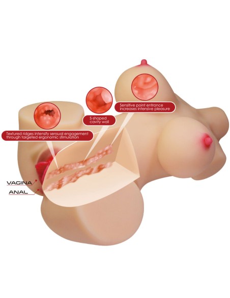 CRAZY BULL - EMMA TORSO FEMENINO REALISTA VAGINA Y ANAL 4.8 KG