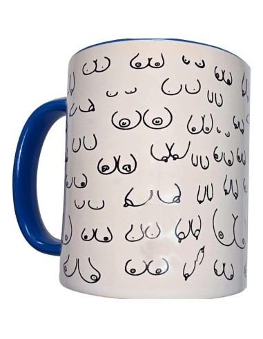 DIABLO PICANTE - WHITE BOOBS MUG WITH BLUE...