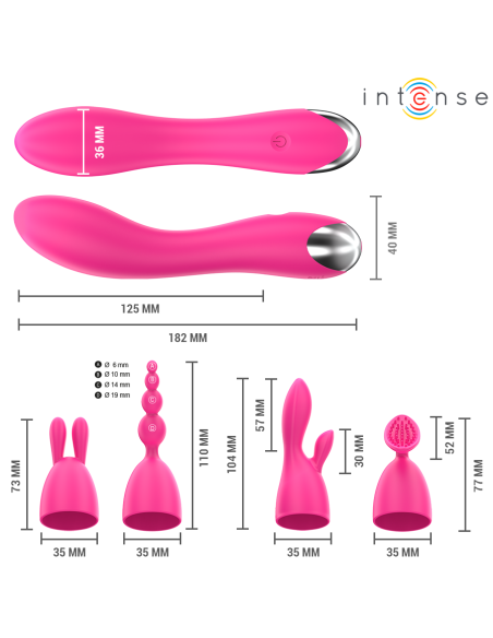 INTENSE - CHER VIBRATOR WITH 20 PATTERNS AND INTERCHANGEABLE HEADS