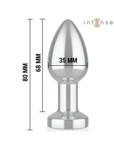 INTENSE - VIBRATING METAL ANAL PLUG WITH LED LIGHTS AND REMOTE CONTROL - SIZE S