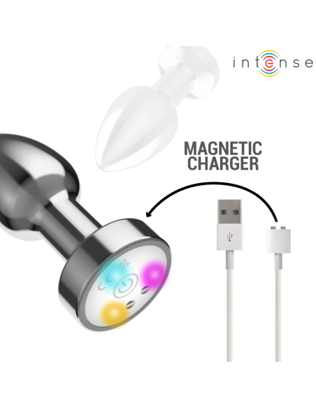 INTENSE - VIBRATING METAL ANAL PLUG WITH LED LIGHTS AND REMOTE CONTROL - SIZE M