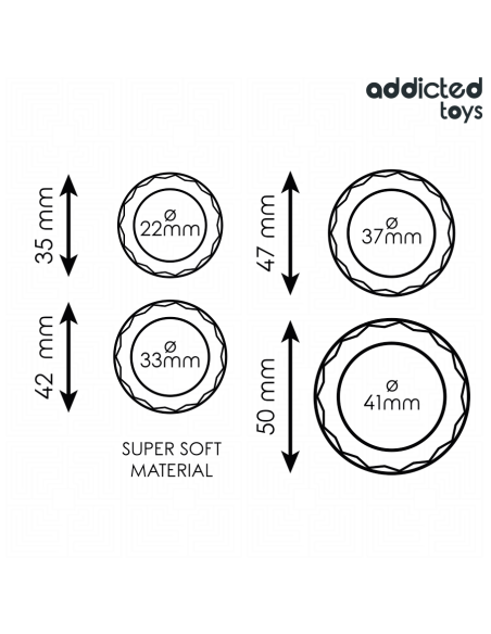 ADDICTED TOYS - TEXTURED COCK RING SET 4 SIZES