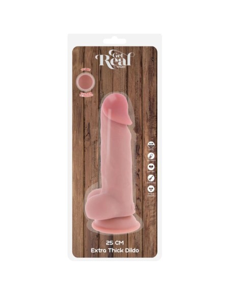 GET REAL - DELUXE REALISTIC PENIS WITH TESTICLES EXTRA THICK 25 CM
