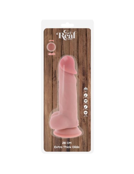 GET REAL - DELUXE REALISTIC PENIS WITH TESTICLES EXTRA THICK 28 CM
