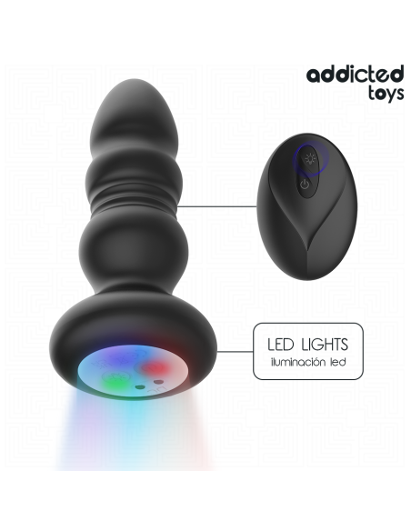 ADDICTED TOYS - THRUSTING VIBRATING ANAL PLUG, LED LIGHT REMOTE CONTROL