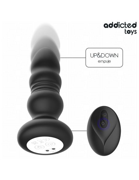 ADDICTED TOYS - THRUSTING VIBRATING ANAL PLUG, LED LIGHT REMOTE CONTROL