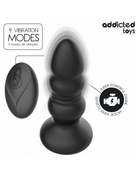 ADDICTED TOYS - THRUSTING VIBRATING ANAL PLUG, LED LIGHT REMOTE CONTROL