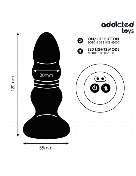 ADDICTED TOYS - THRUSTING VIBRATING ANAL PLUG, LED LIGHT REMOTE CONTROL